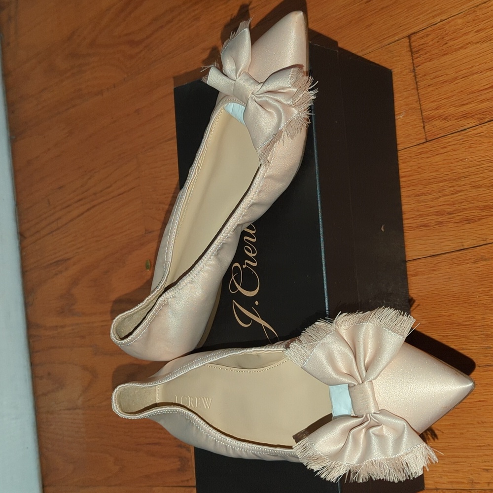 8.5 satin ballet flats , faded blossom/ light pink, J.Crew